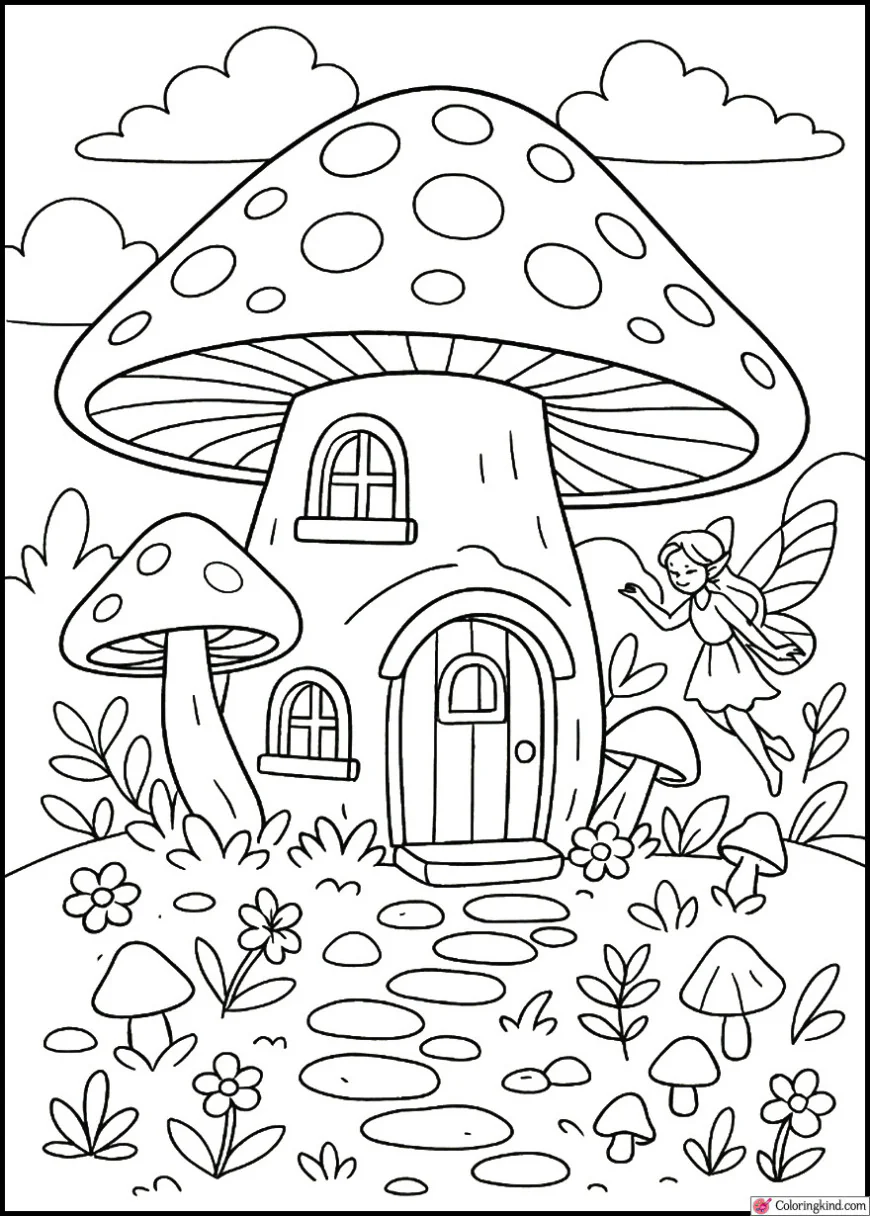 Mushroom House with Fairy Garden
