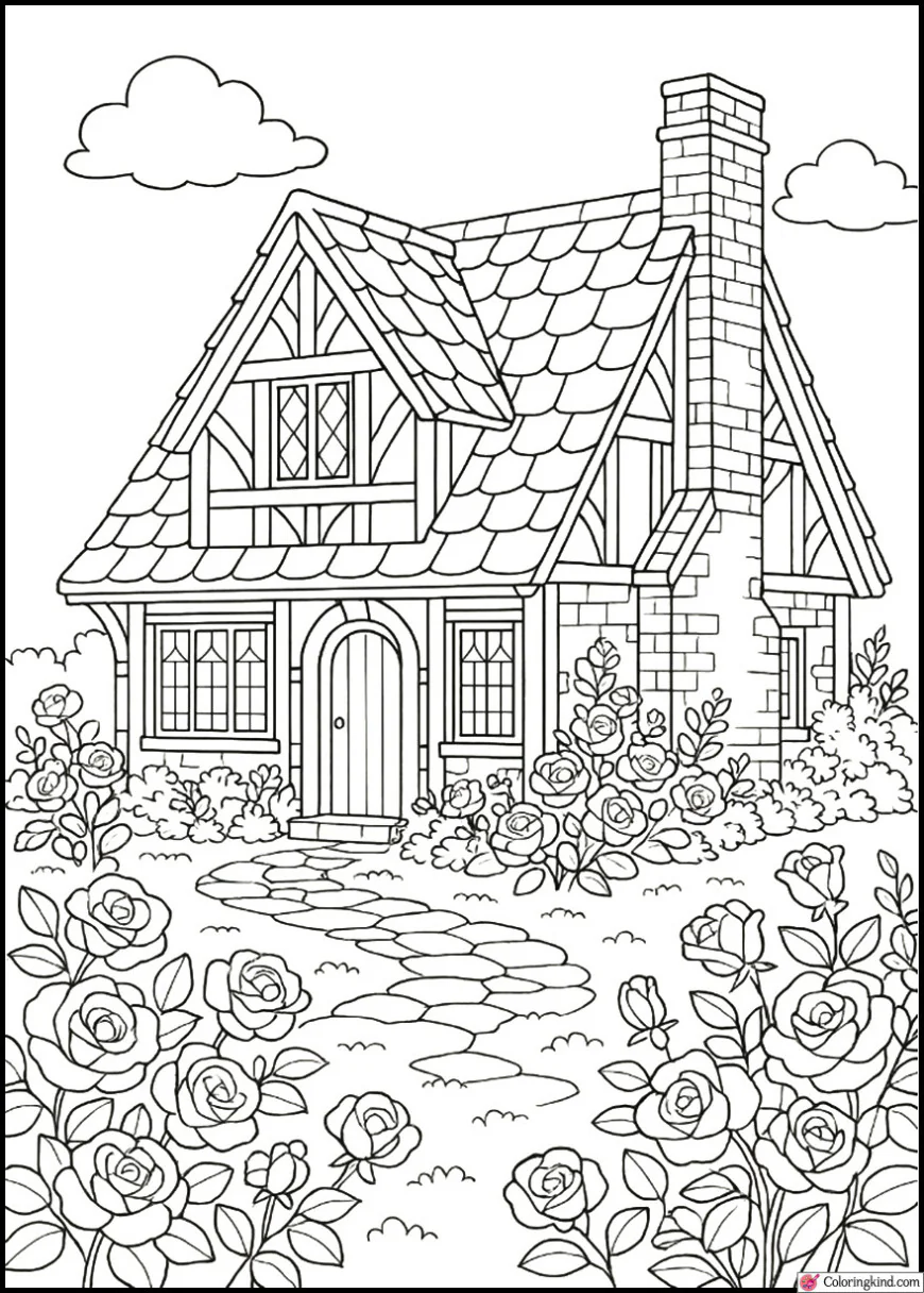 English Tudor Cottage with Rose Garden
