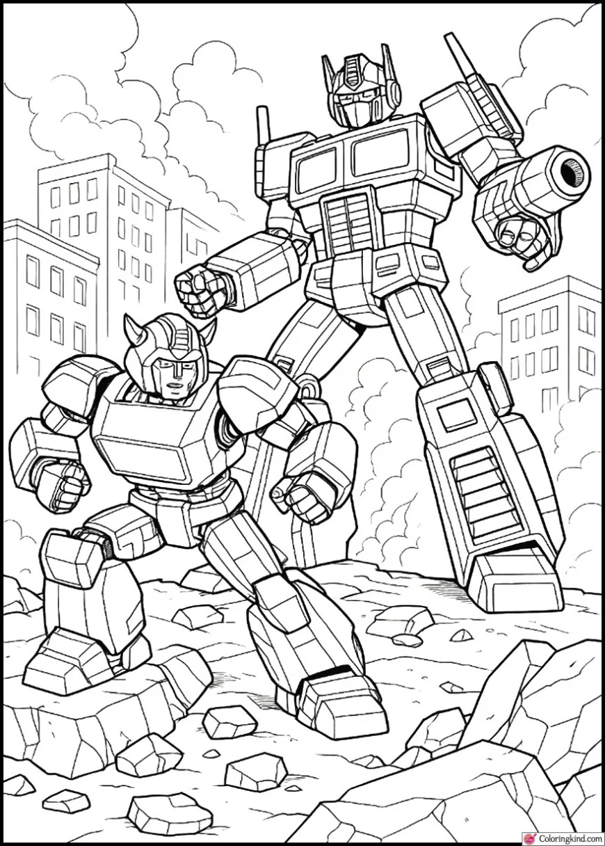 Bumblebee and Optimus Saving the City