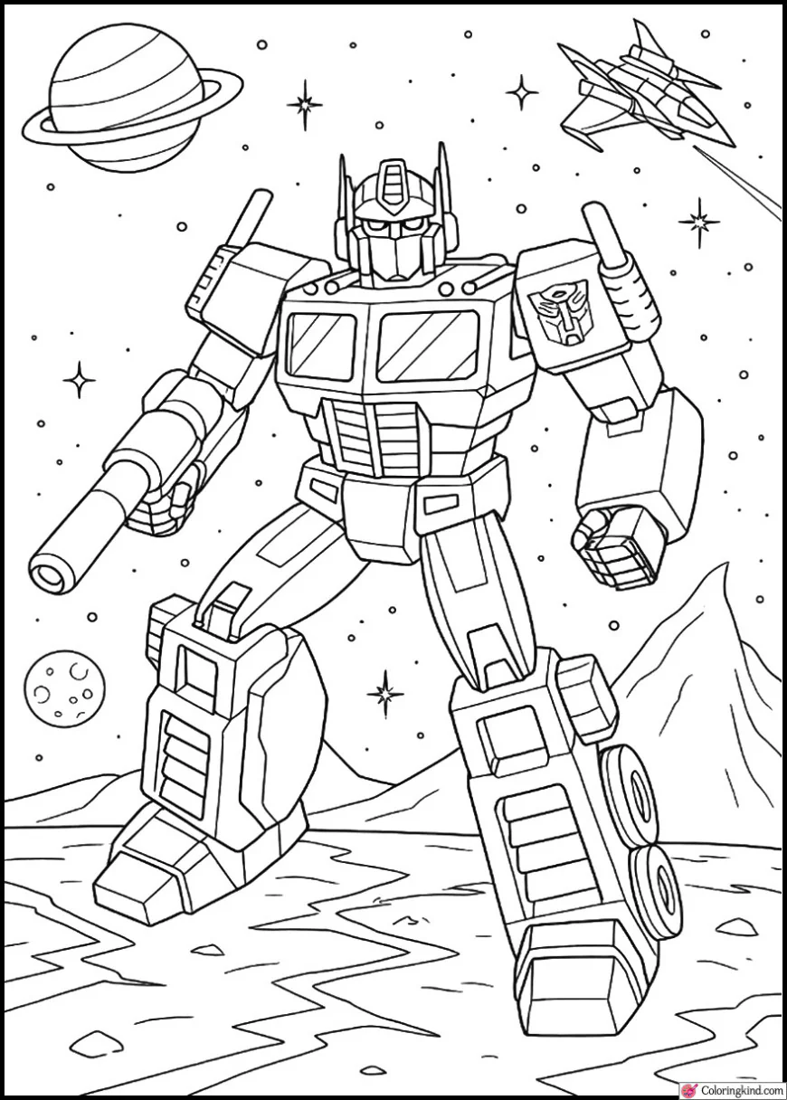 Optimus Prime in Space Battle Scene