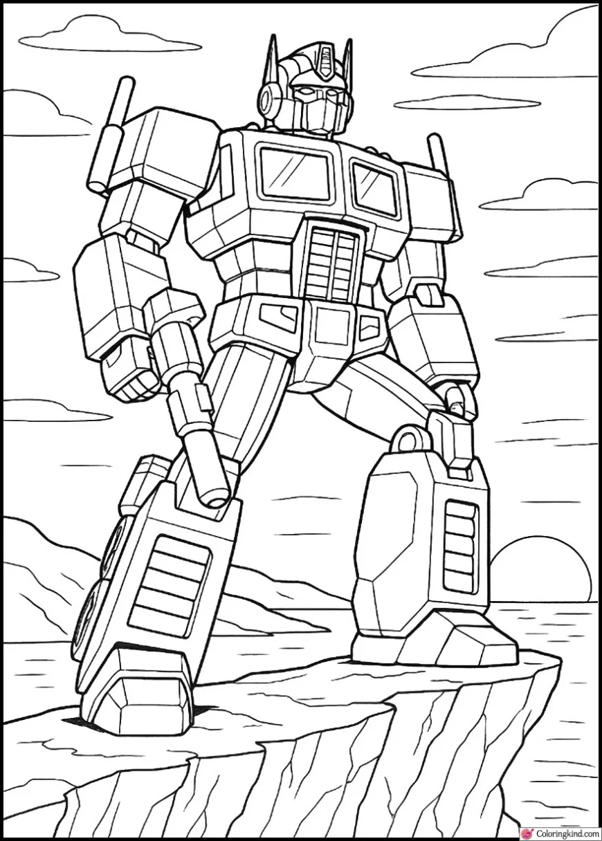 Optimus Prime on Cliffside with Sunset