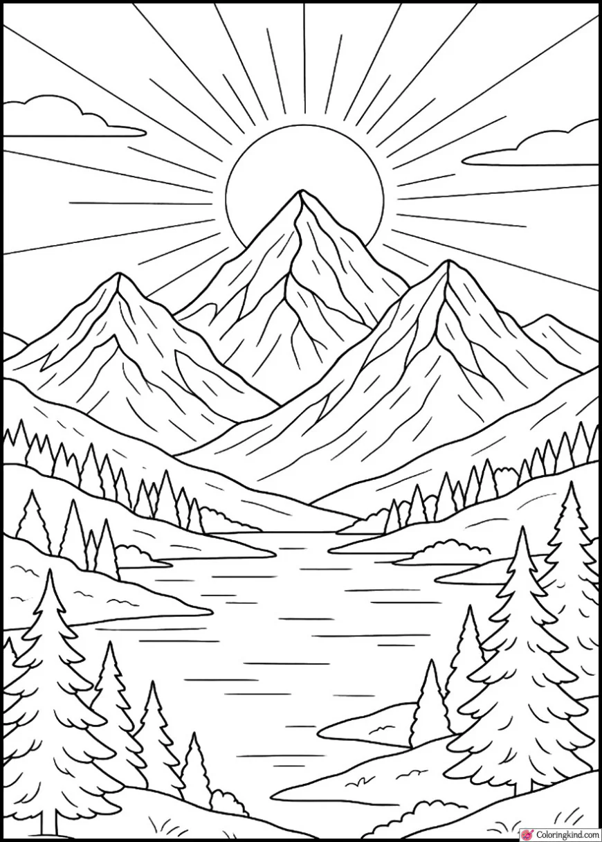 Serene Sunrise Over Snowy Mountains