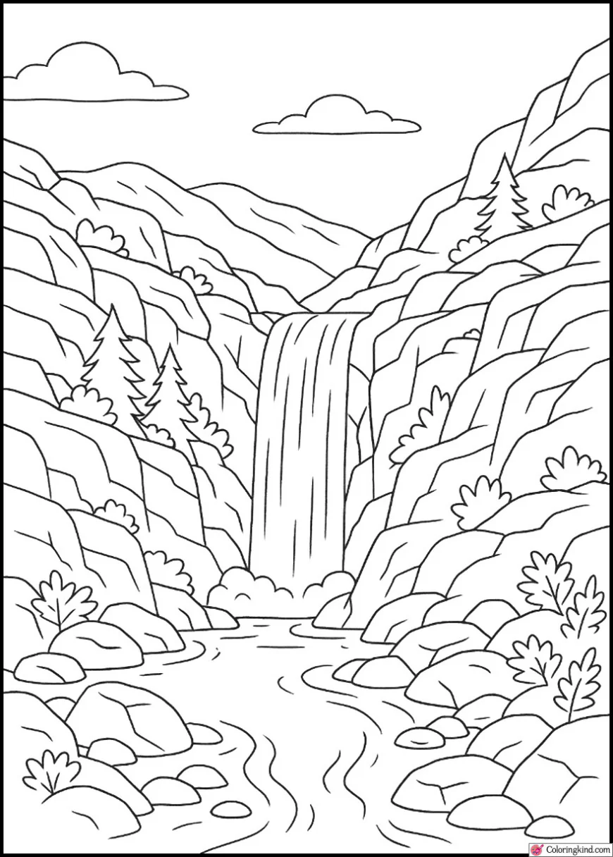 Hidden Waterfall in the Rocky Hills