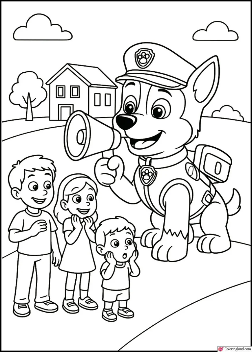 Chase with His Megaphone Helping Citizens