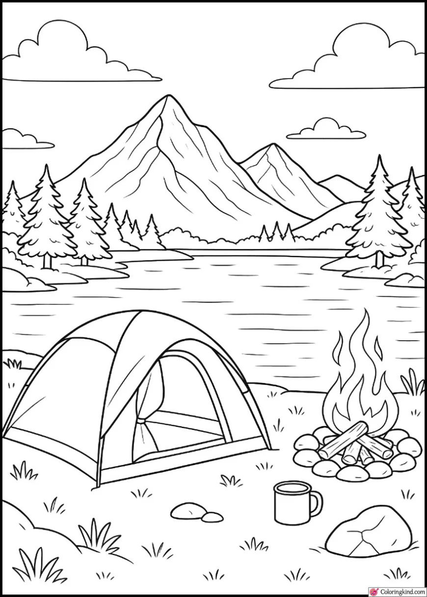 Peaceful Mountain Camp Beside a Crystal Lake