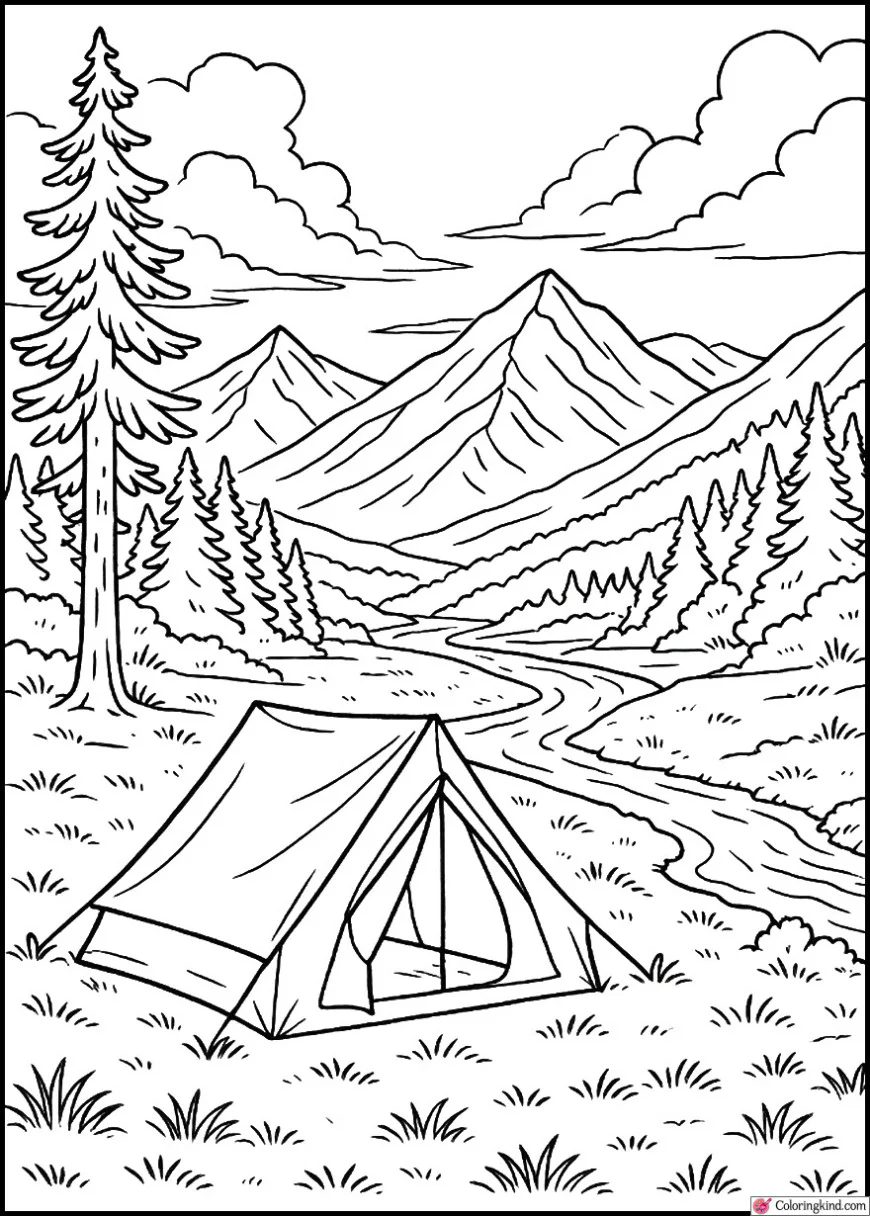 Camping Area Beside Long River Valley