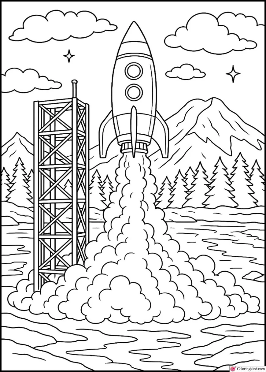 Rocket Launch Near Frozen Lake