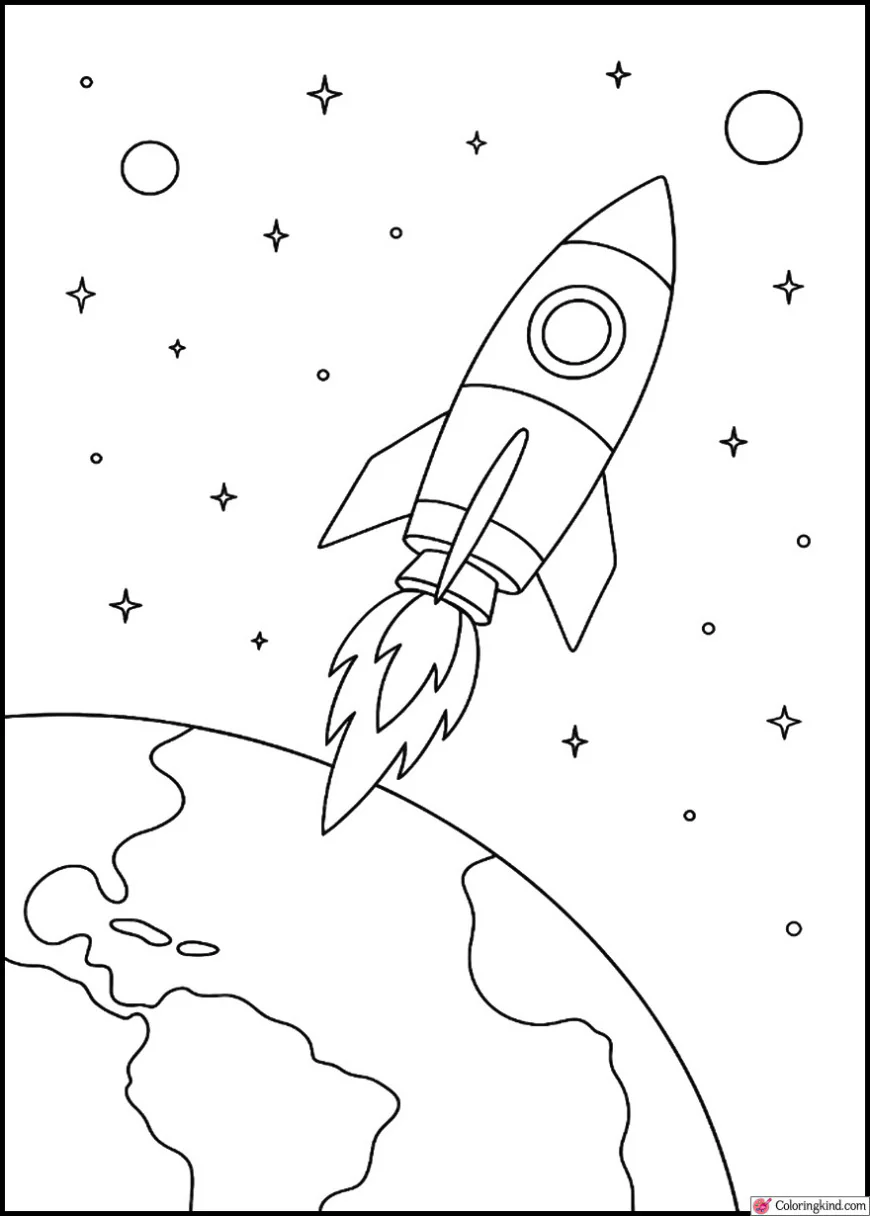 Small Rocket Leaving Cartoon Earth