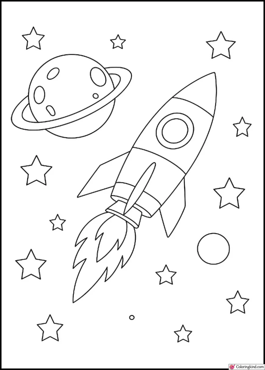 Rocket Surrounded by Floating Planet