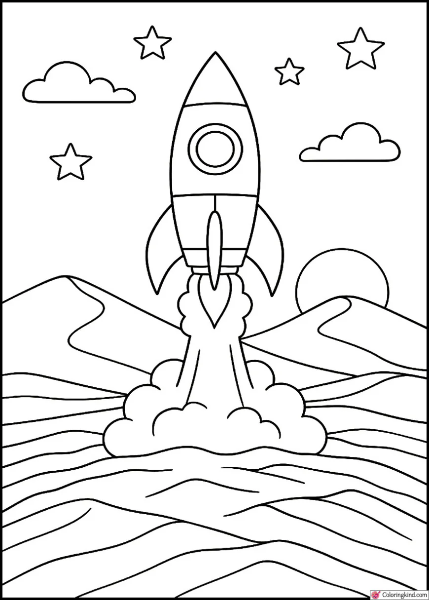 Rocket Taking Off at Sunset Dunes