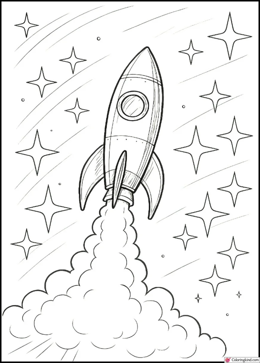 Rocket Ascending Through Starry Twilight