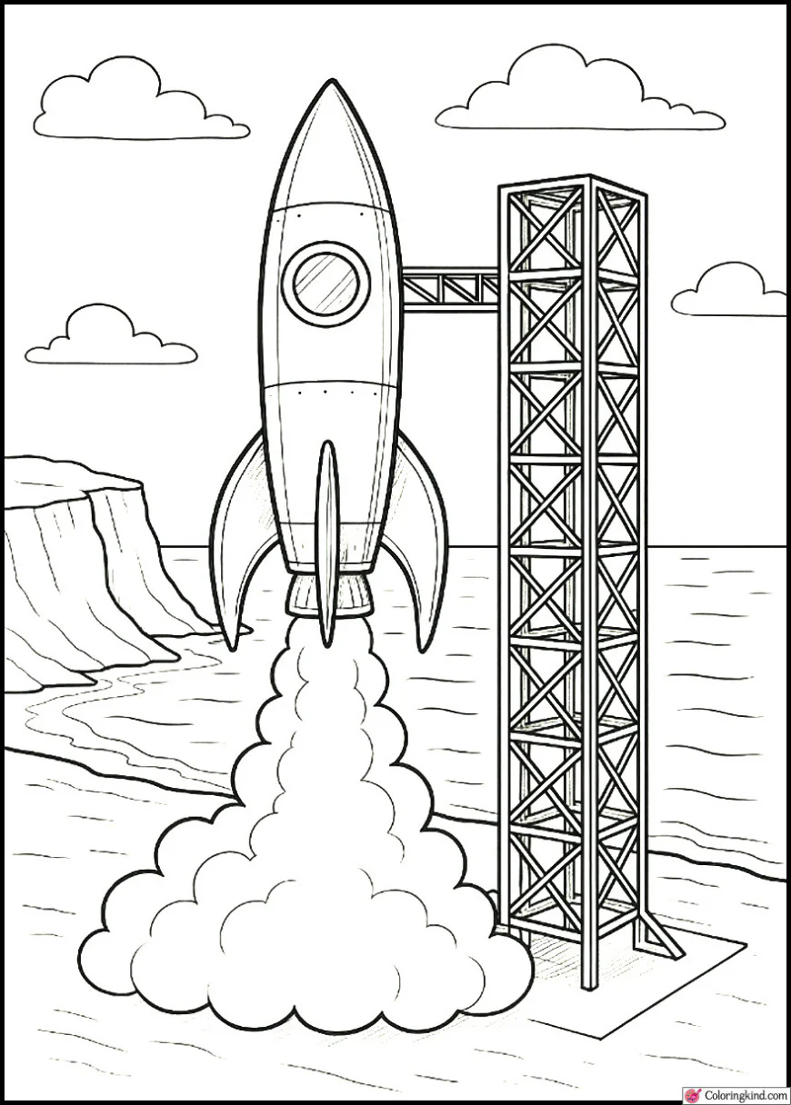 Rocket Launchpad Beside Ocean Cliff