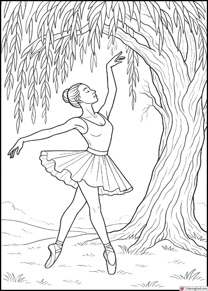 Ballerina Beneath Enchanted Willow Tree
