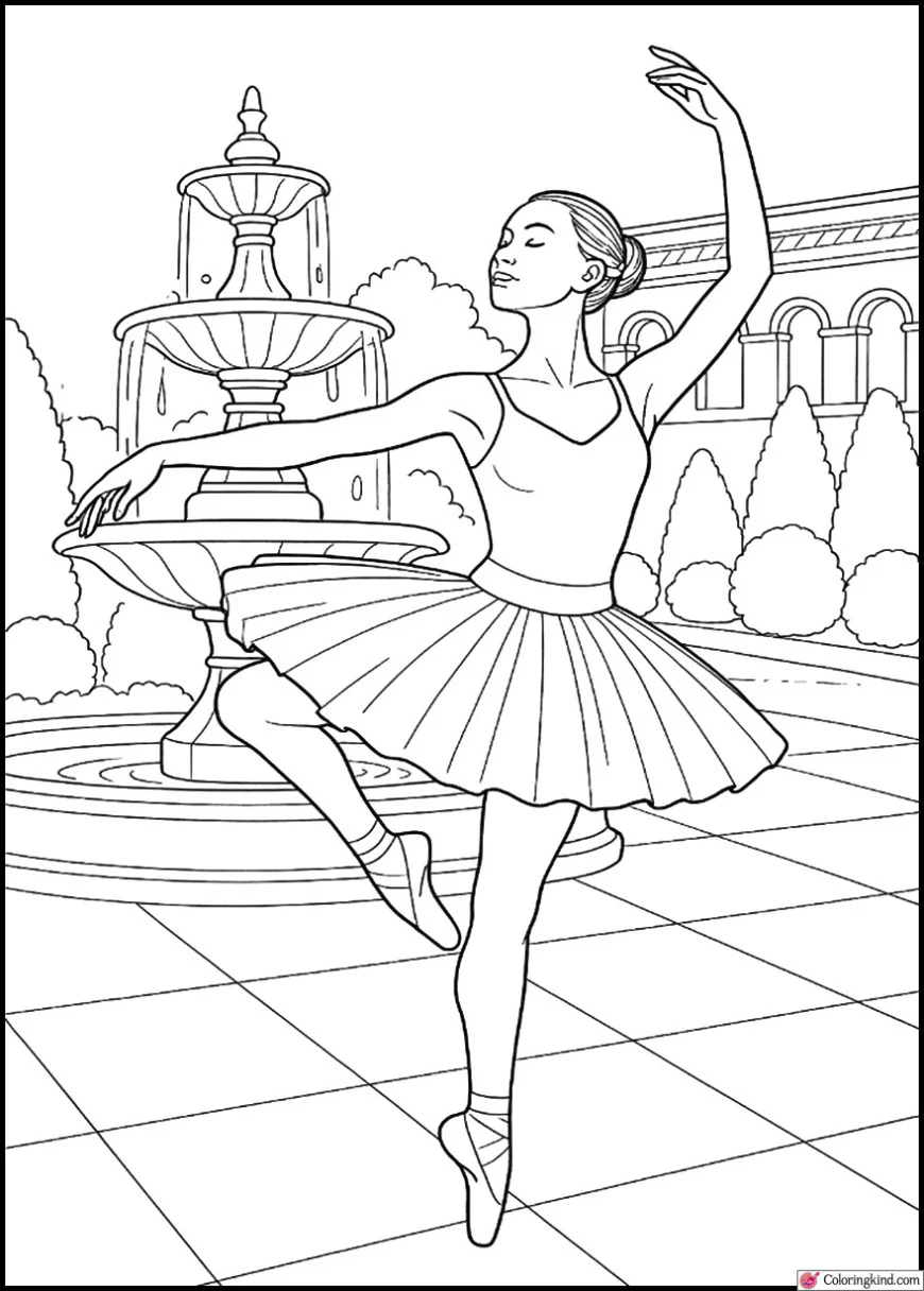 Ballerina in Royal Garden Fountain Court