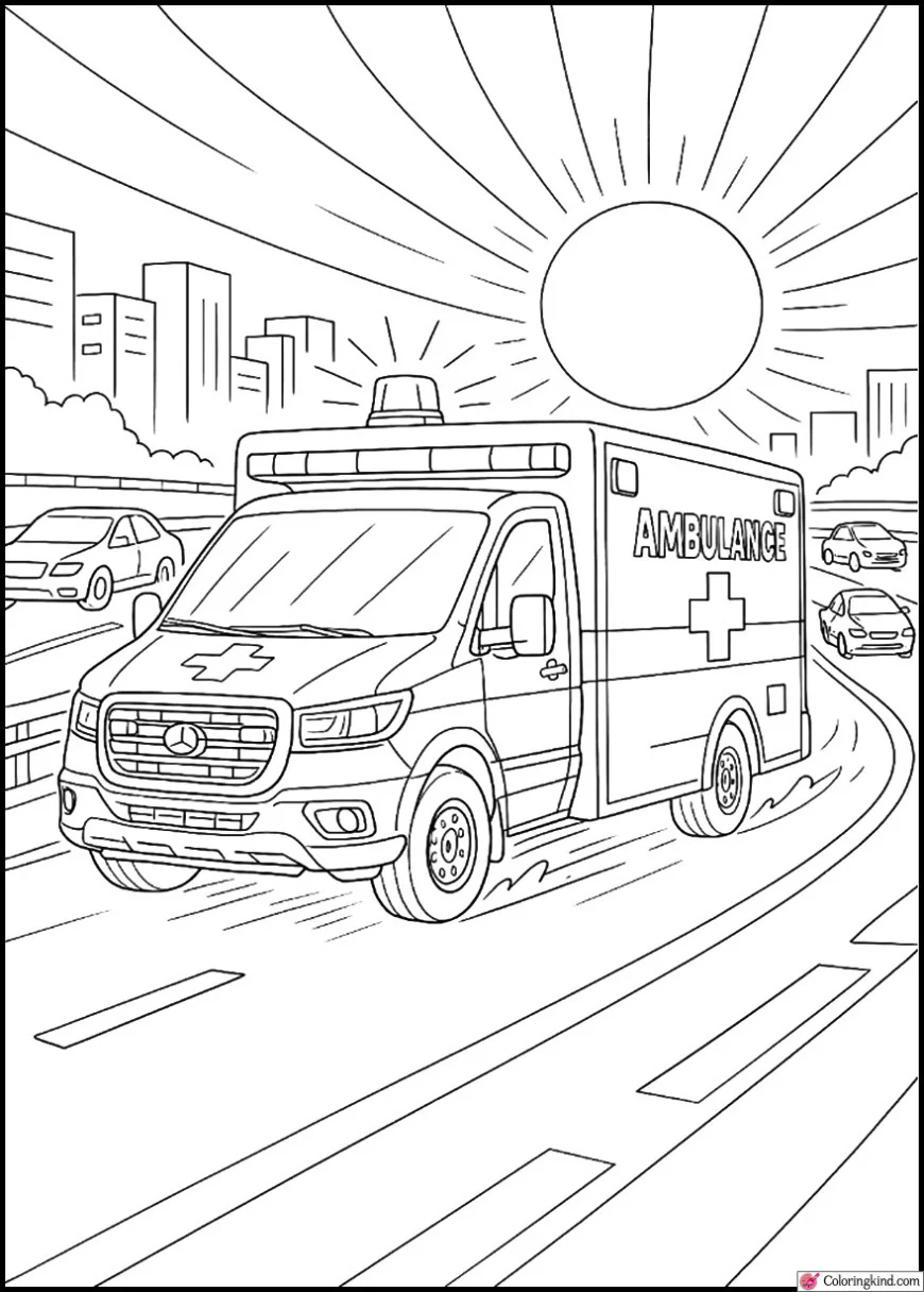 Ambulance Dodging Traffic on Sunrise Freeway