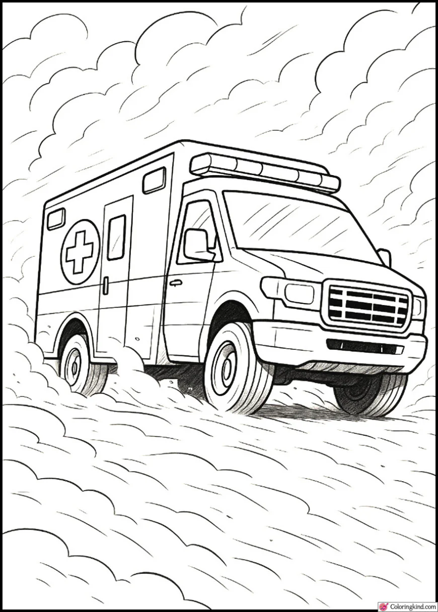 Ambulance Blasting Through Desert Sandstorm