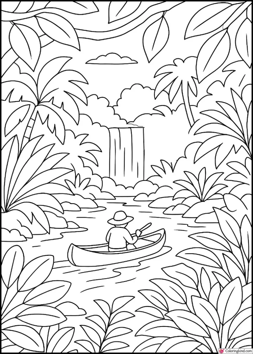 Jungle River Canoe Journey Through Tropical Plants