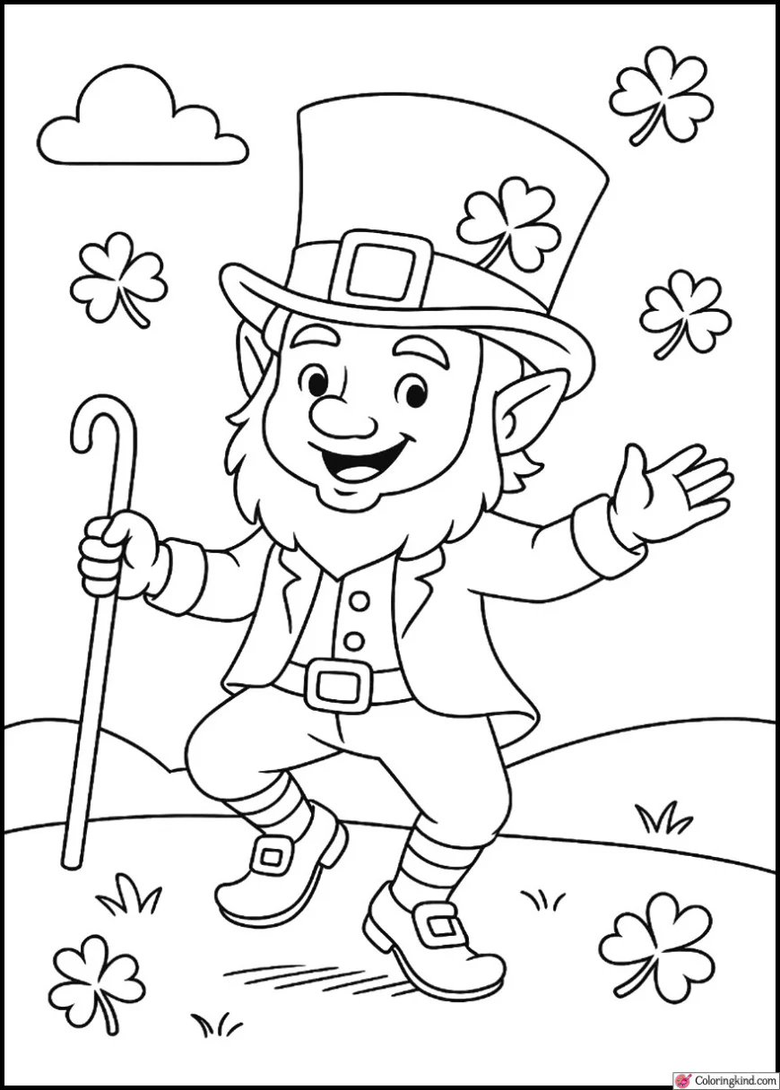 Leprechaun Dancing with a Cane