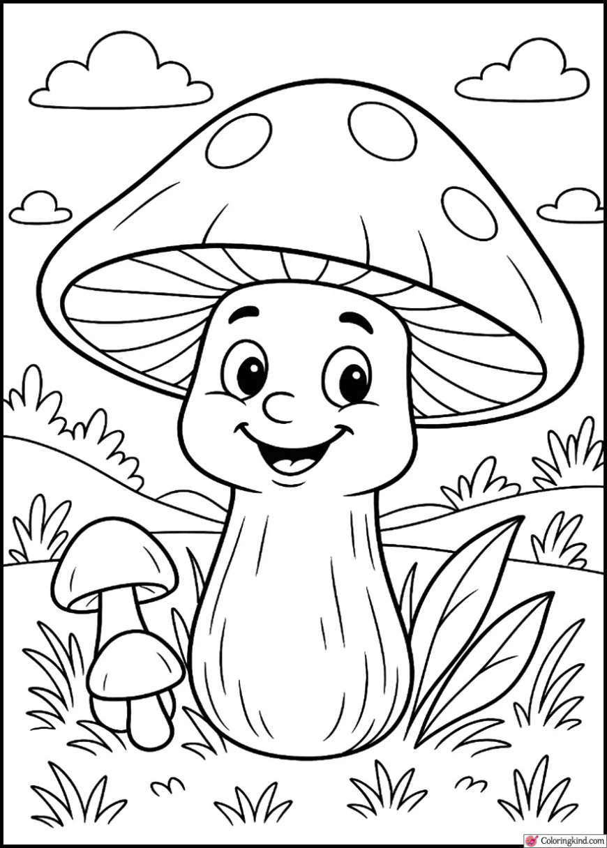 Smiling Mushroom with Big Cap