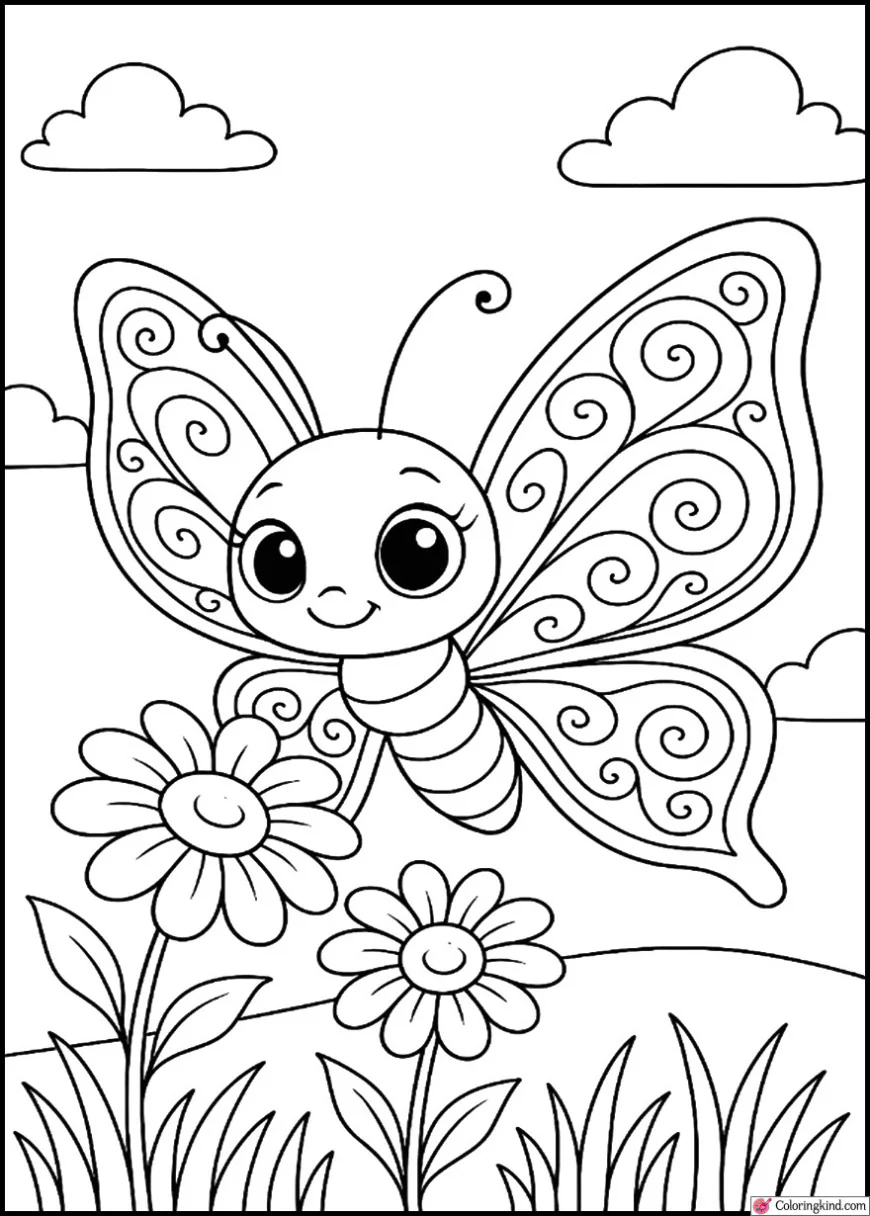Butterfly With Swirly Wing Designs