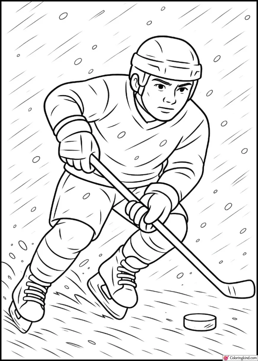 Hockey Player in Snowstorm
