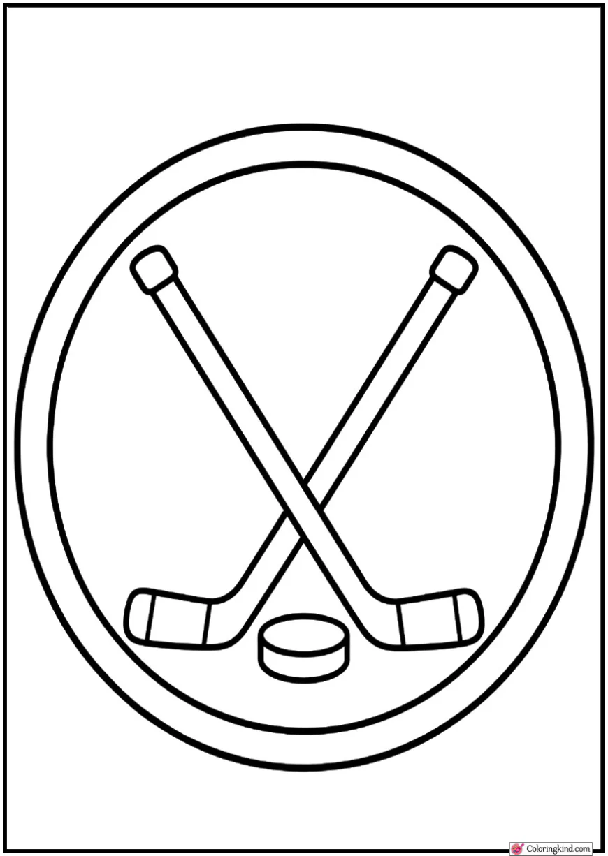 Hockey Stick and Puck Crossed