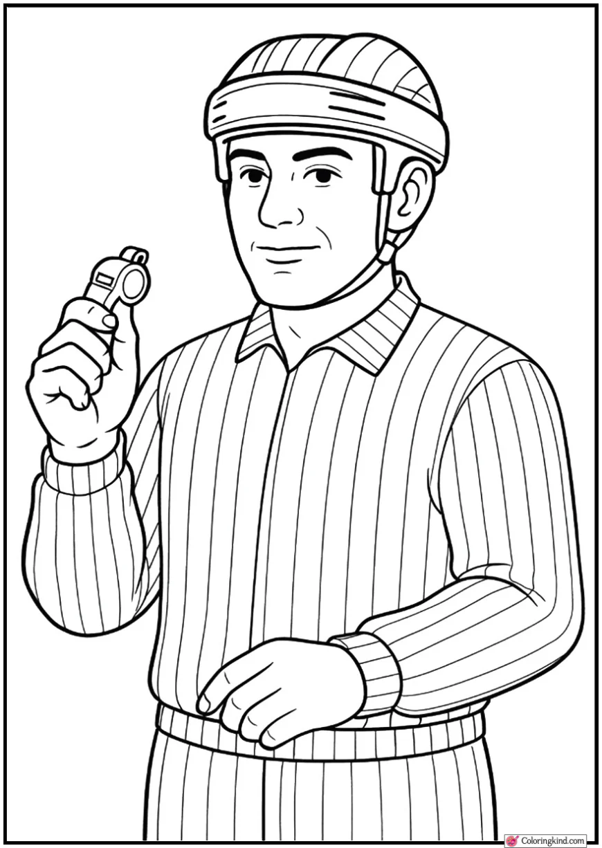 Hockey Referee Holding Whistle