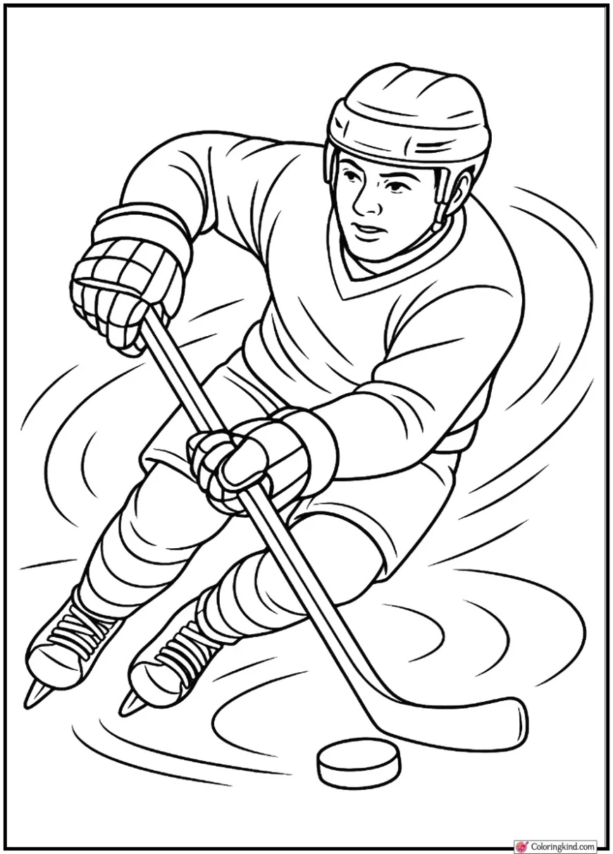Hockey Player in Mid-Spin