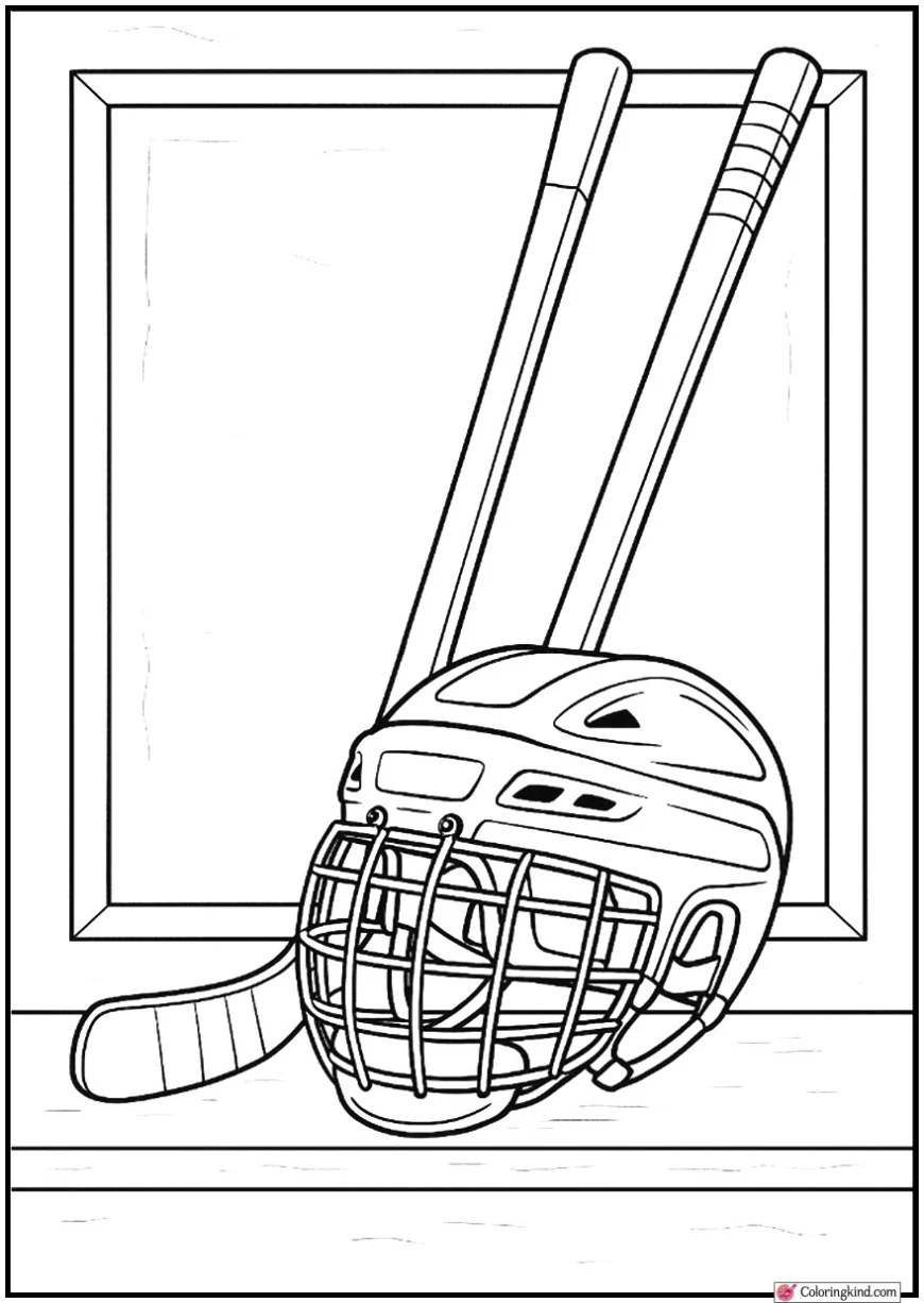 Hockey Helmet and Stick Display