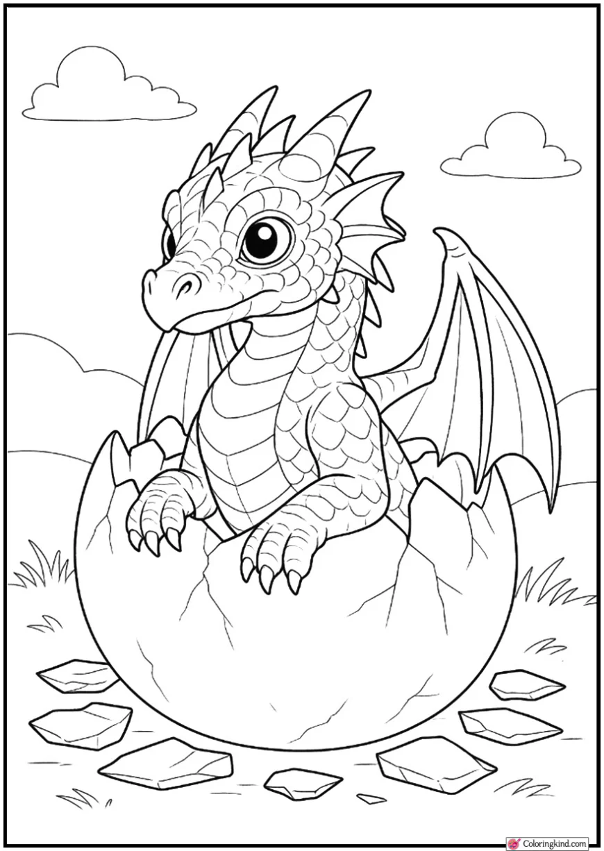 Baby Dragon Hatching from Egg