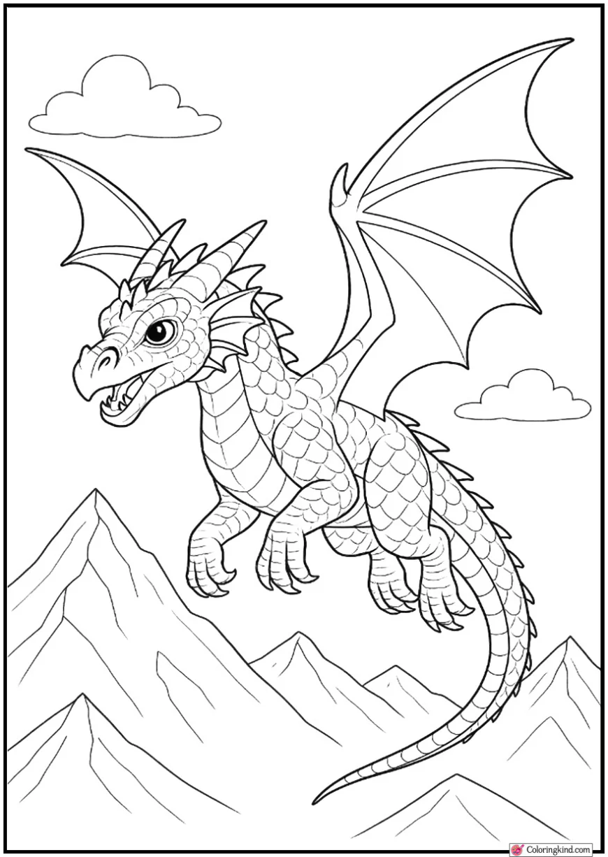 Flying Dragon Over Mountains