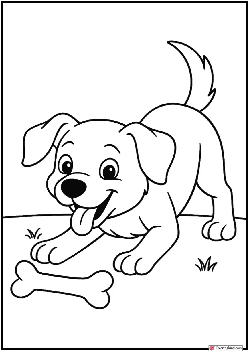 Playful Dog with Bone