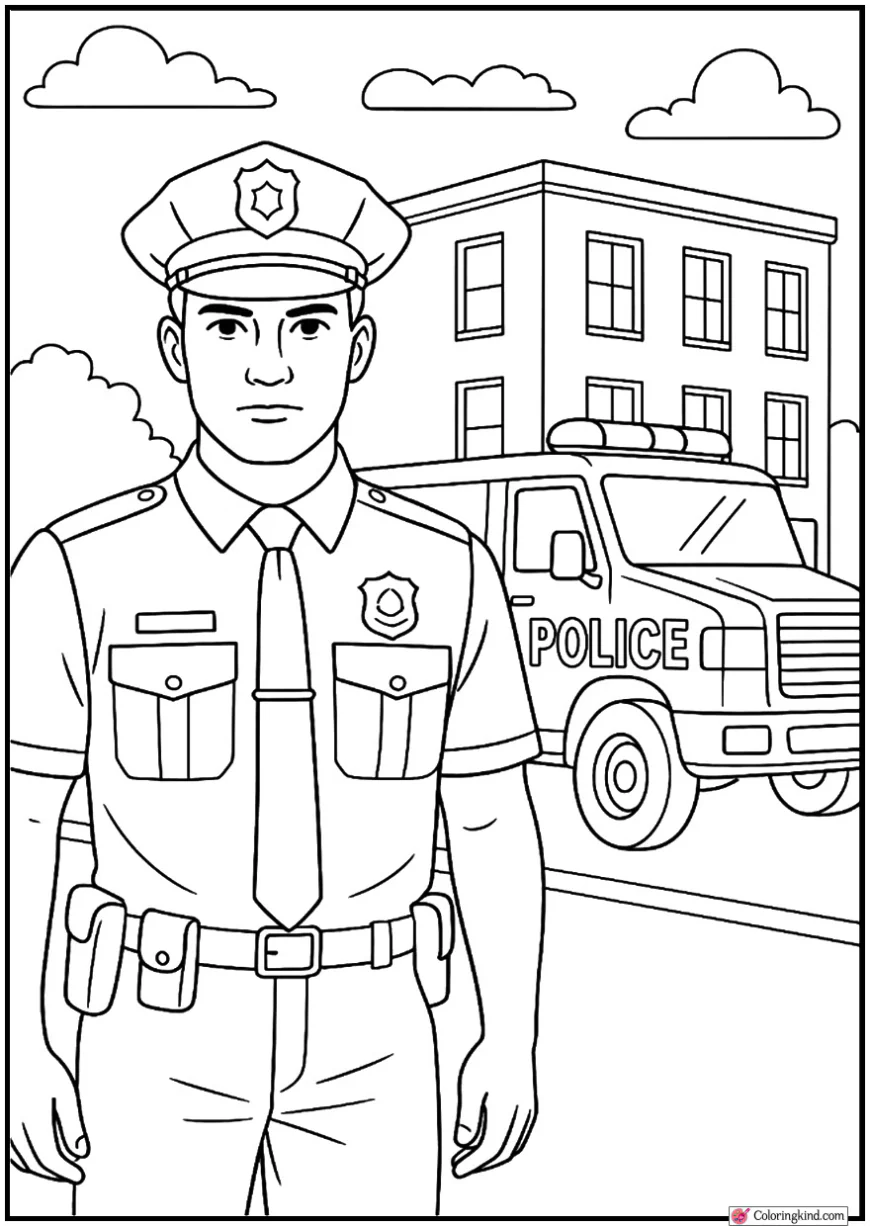 Police Truck near basic building line