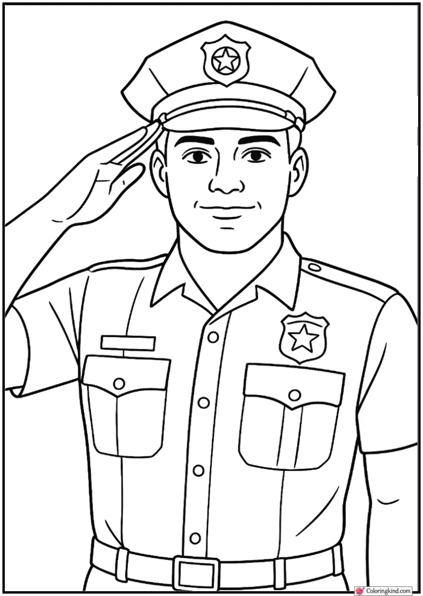 Police Officer Saluting Proudly