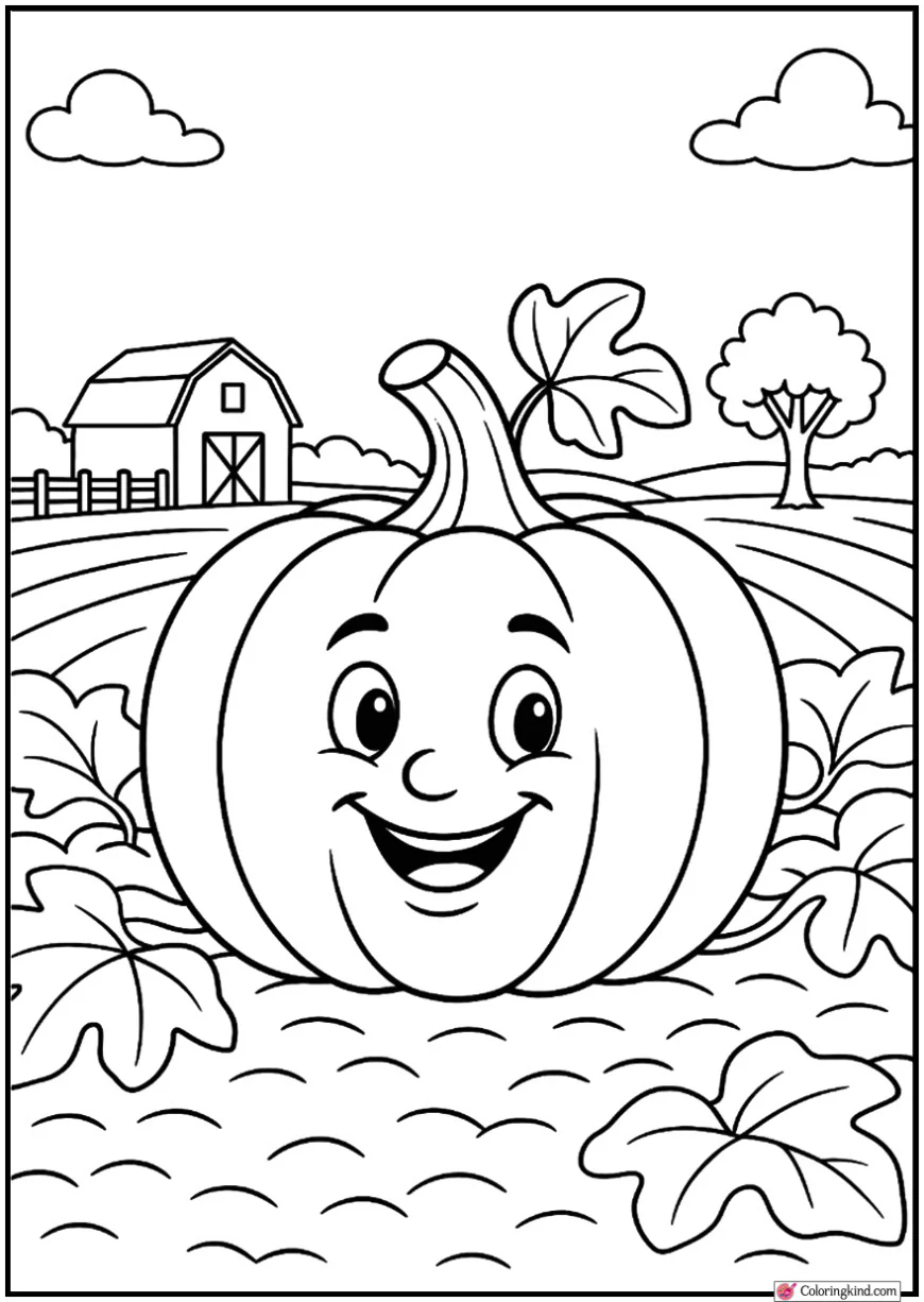 Big Pumpkin on Farm Field