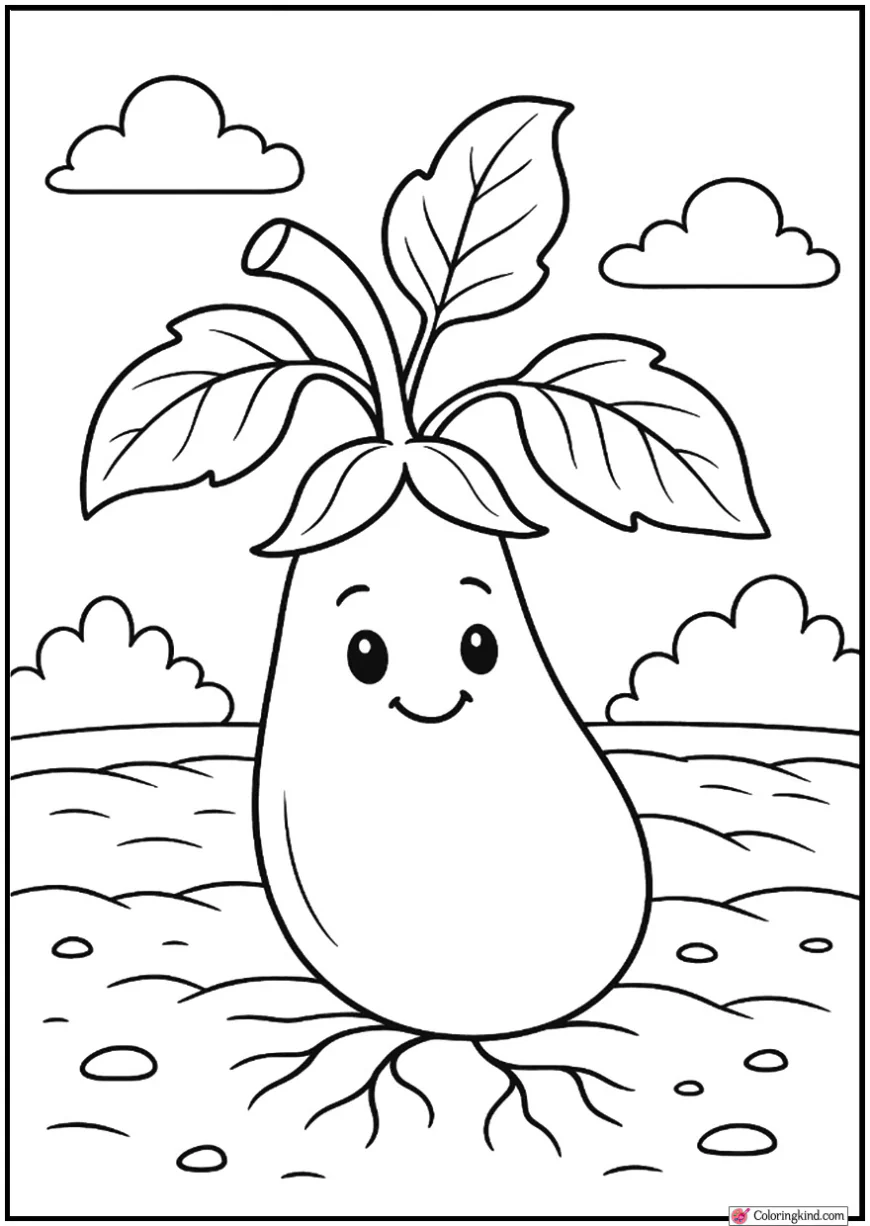 Eggplant with Leaves on Stem – basic garden patch background