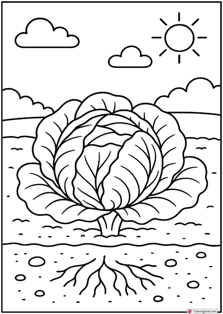 Giant Cabbage Growing in Garden