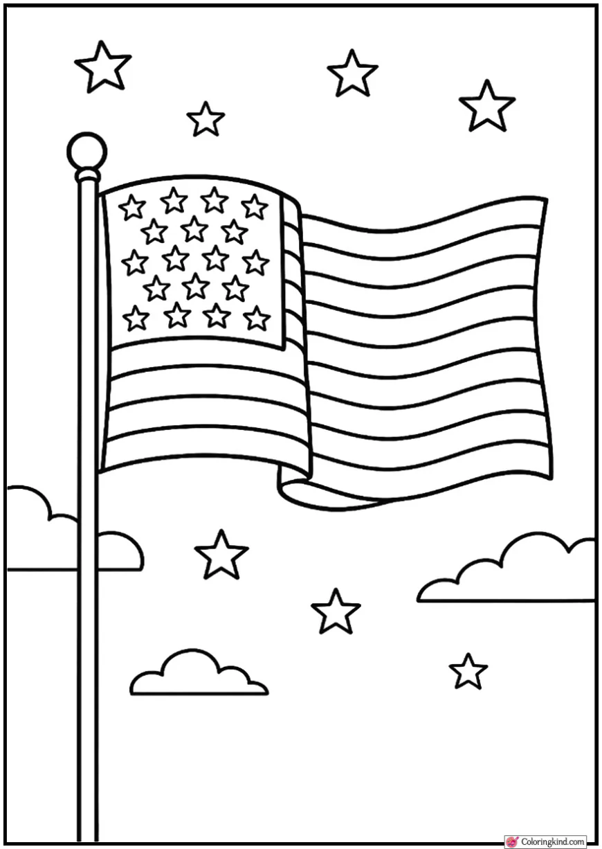 USA Flag Waving in Breeze