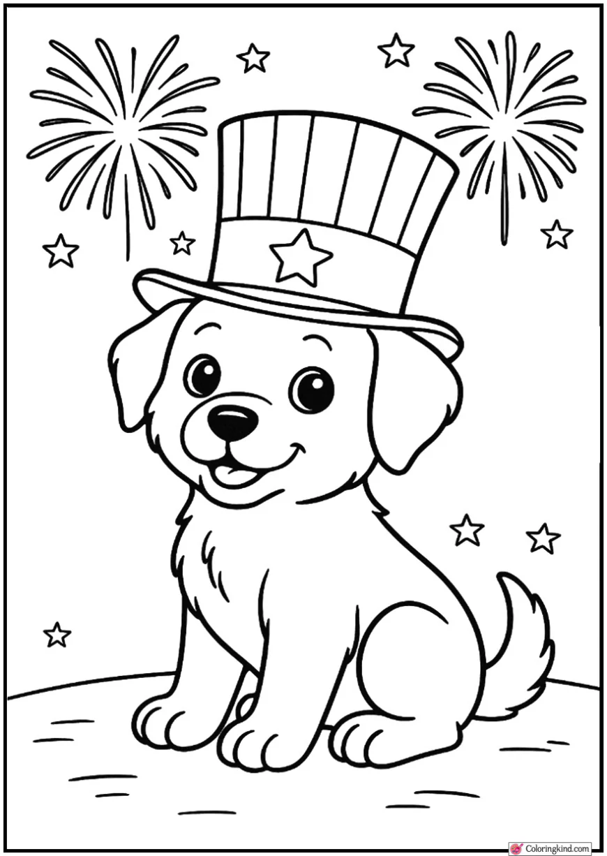 Cute Puppy Wearing Uncle Sam Hat