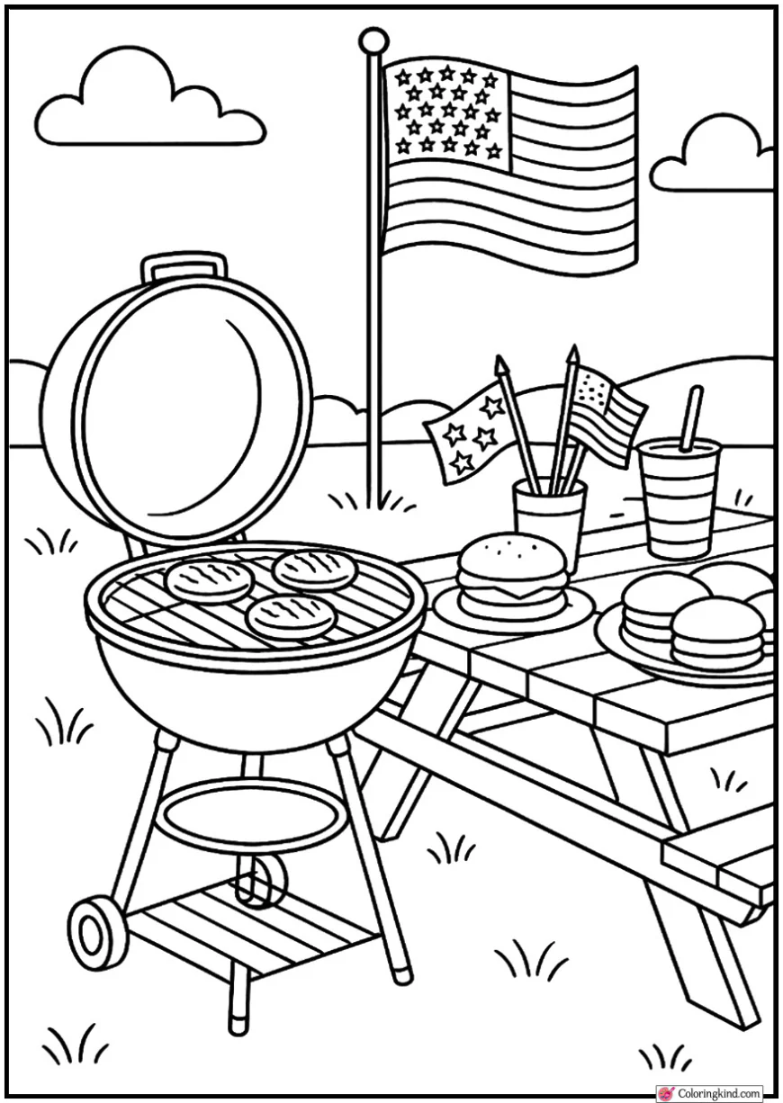 BBQ Grill with Burgers