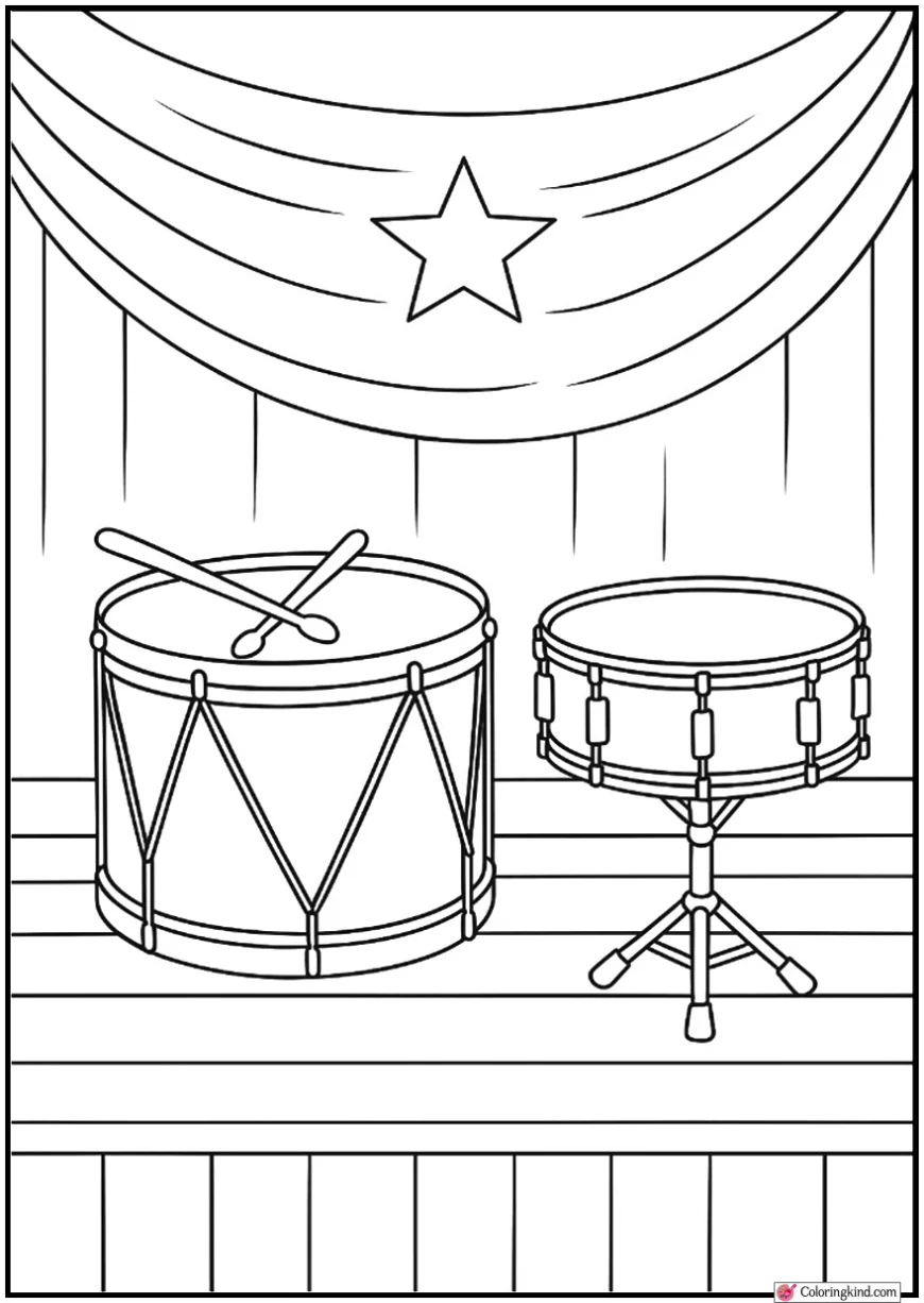 Drum and Snare with Patriotic Ribbons