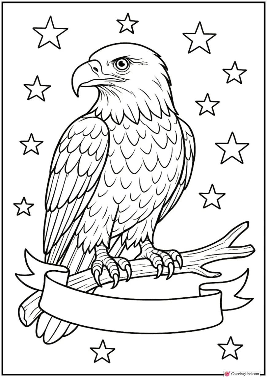 Eagle with Flag Ribbon
