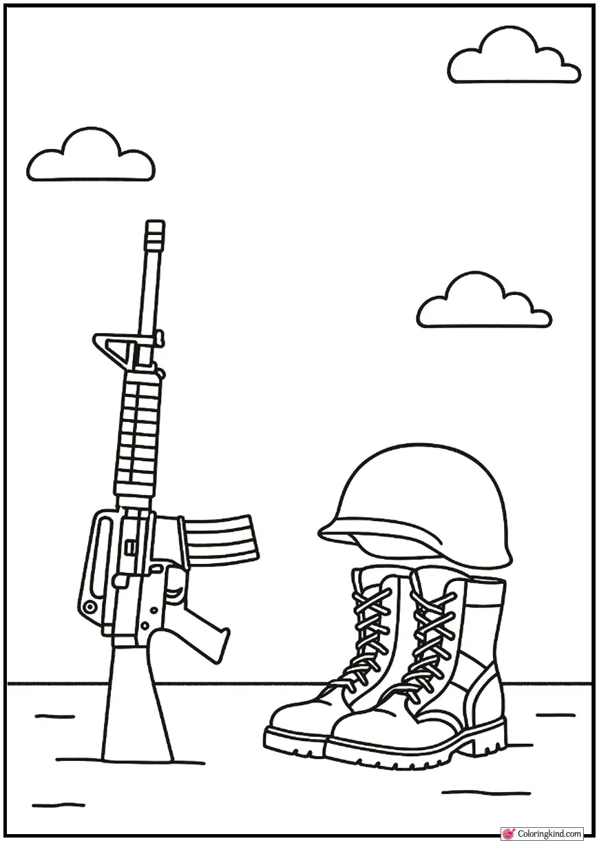 Helmet on Rifle Battlefield Cross