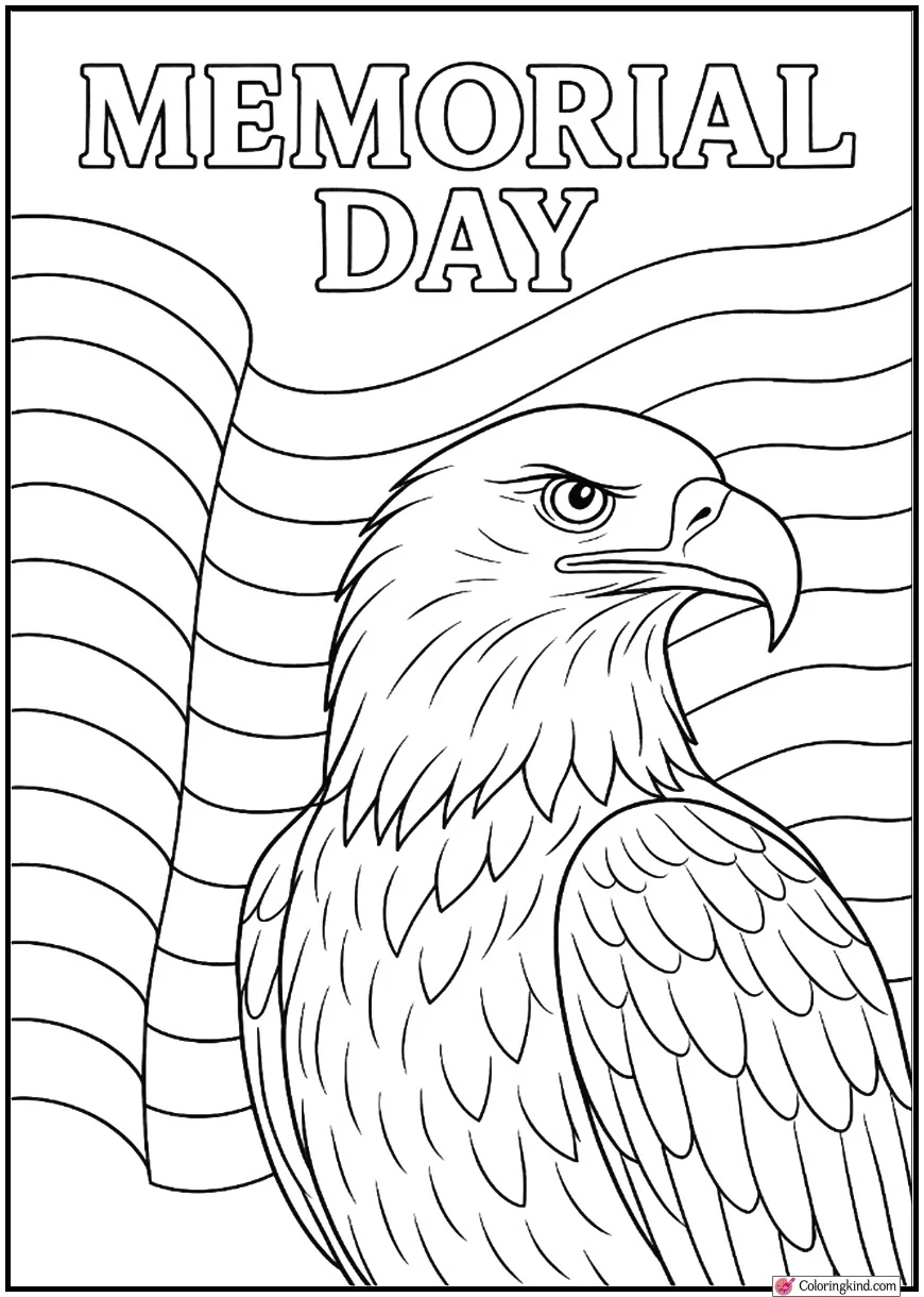 Memorial Day Text With Eagle