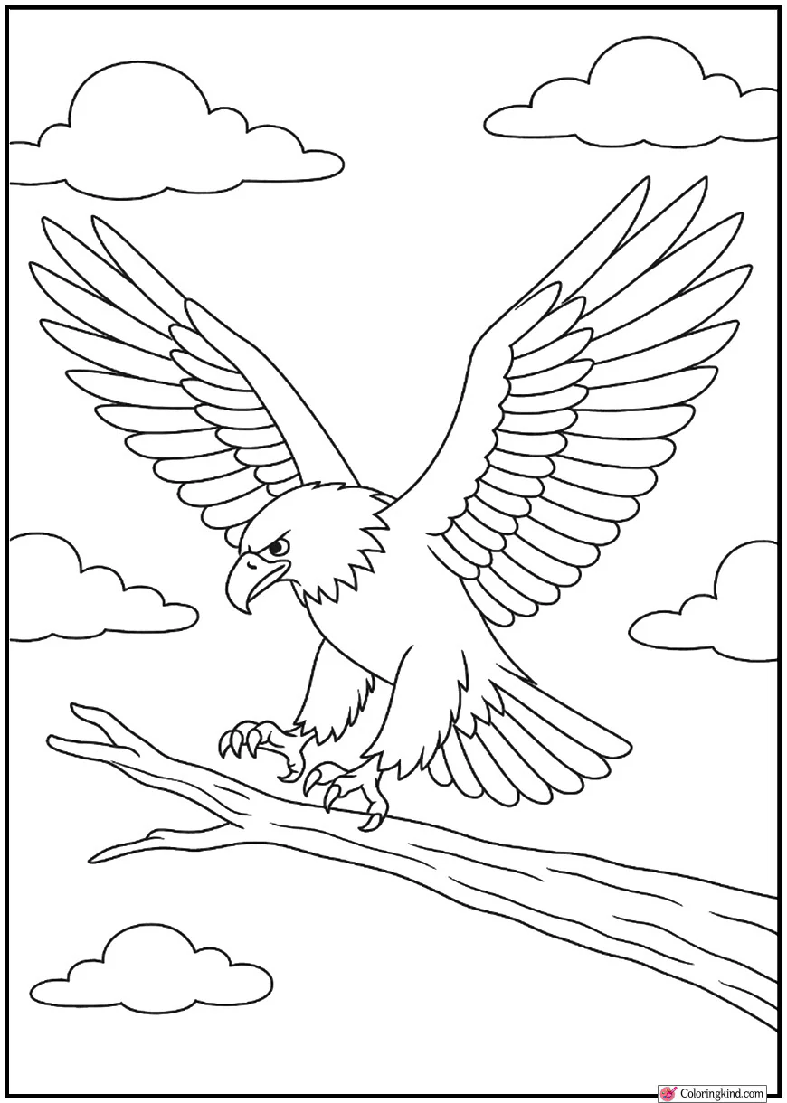 Eagle Landing on Branch