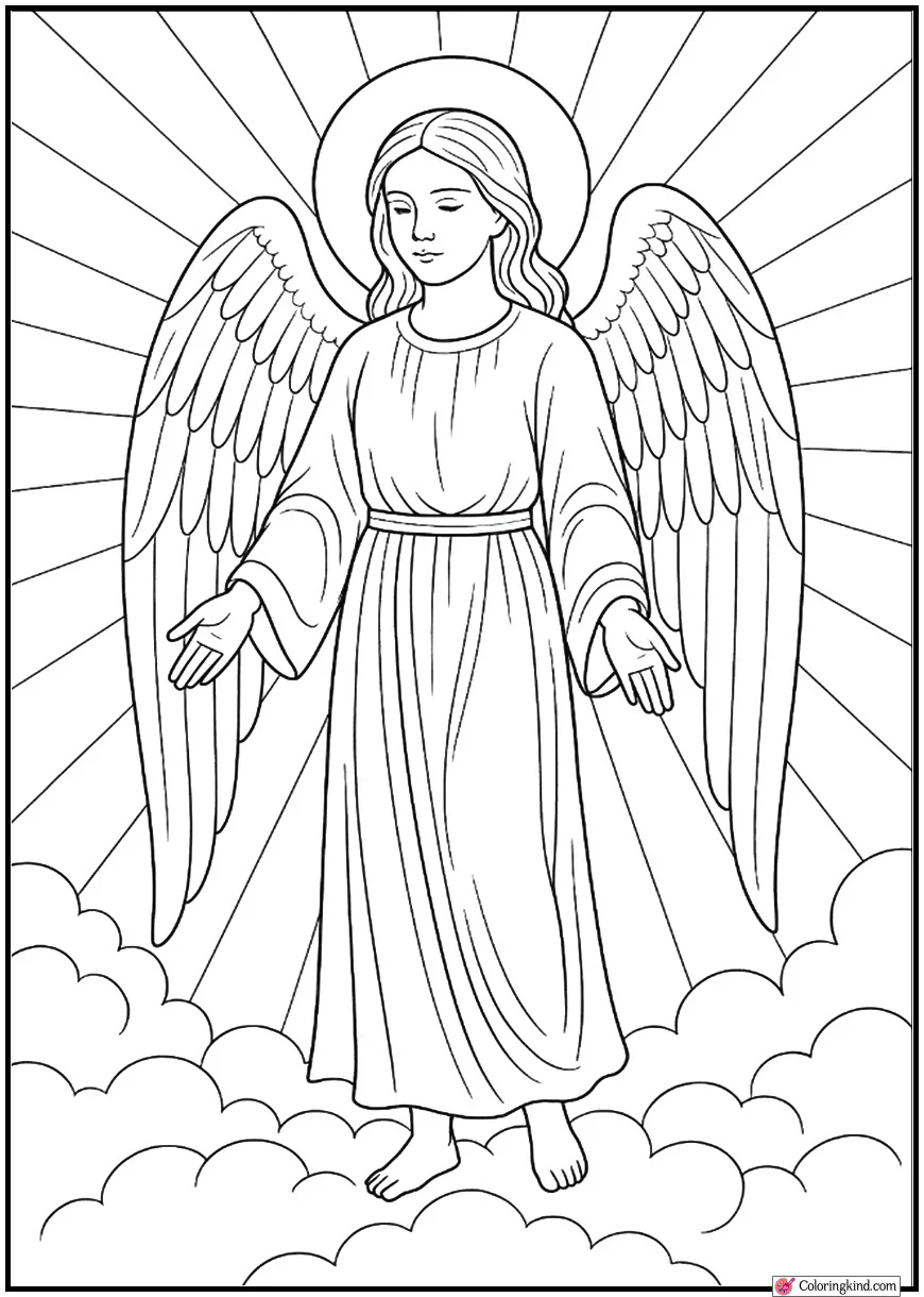 Angel Standing on Soft Clouds