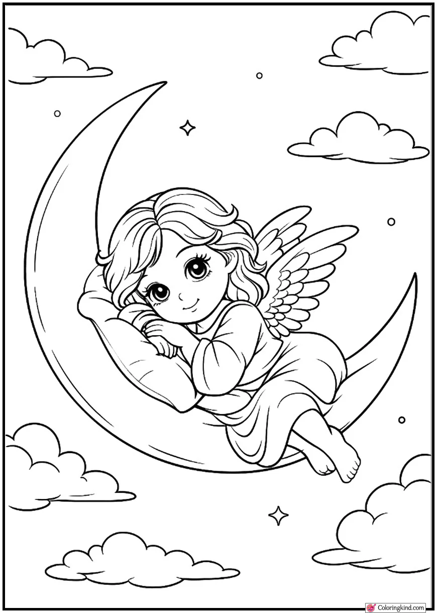 Angel Resting on Moon Crescent