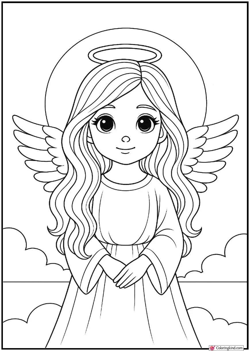 Angel with Long Wavy Hair