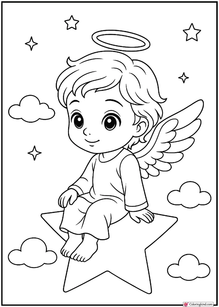 Baby Angel Sitting on Star