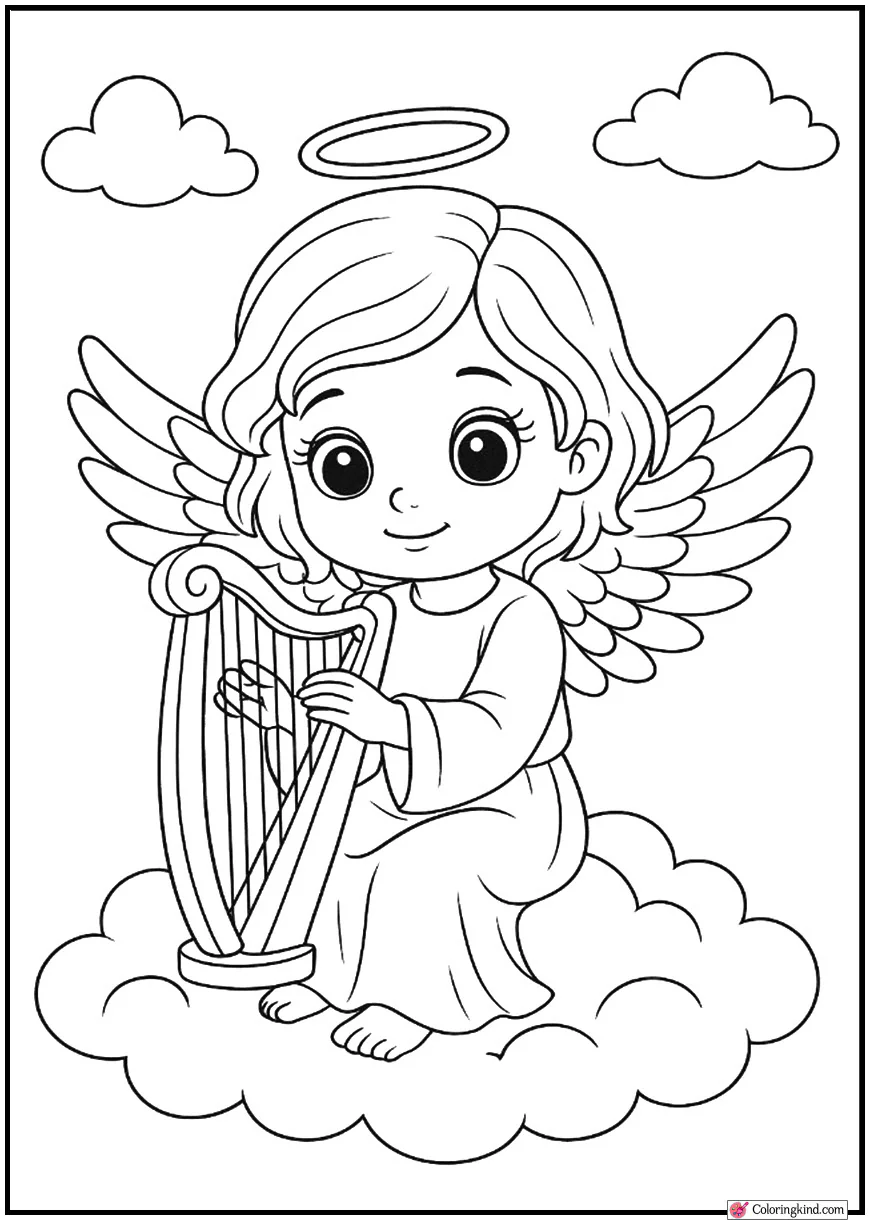 Angel Playing Harp